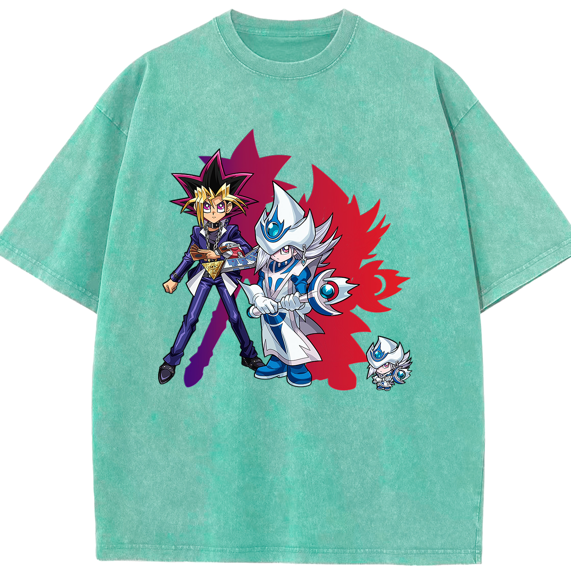 （画像用） 遊☆戯☆王 Yu-Gi-Oh! 綿100% ヴィンテージ風 半袖Tシャツ（フロントプリント）